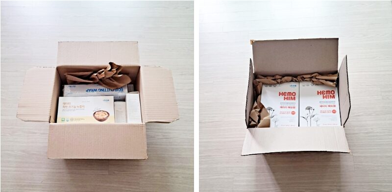 宅配の箱が届いた状態の画像